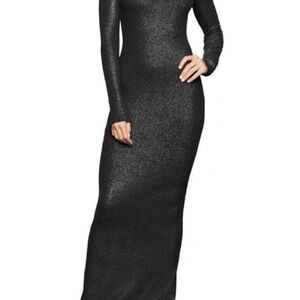 SKIMS Black Long Sleeve Maxi Dress